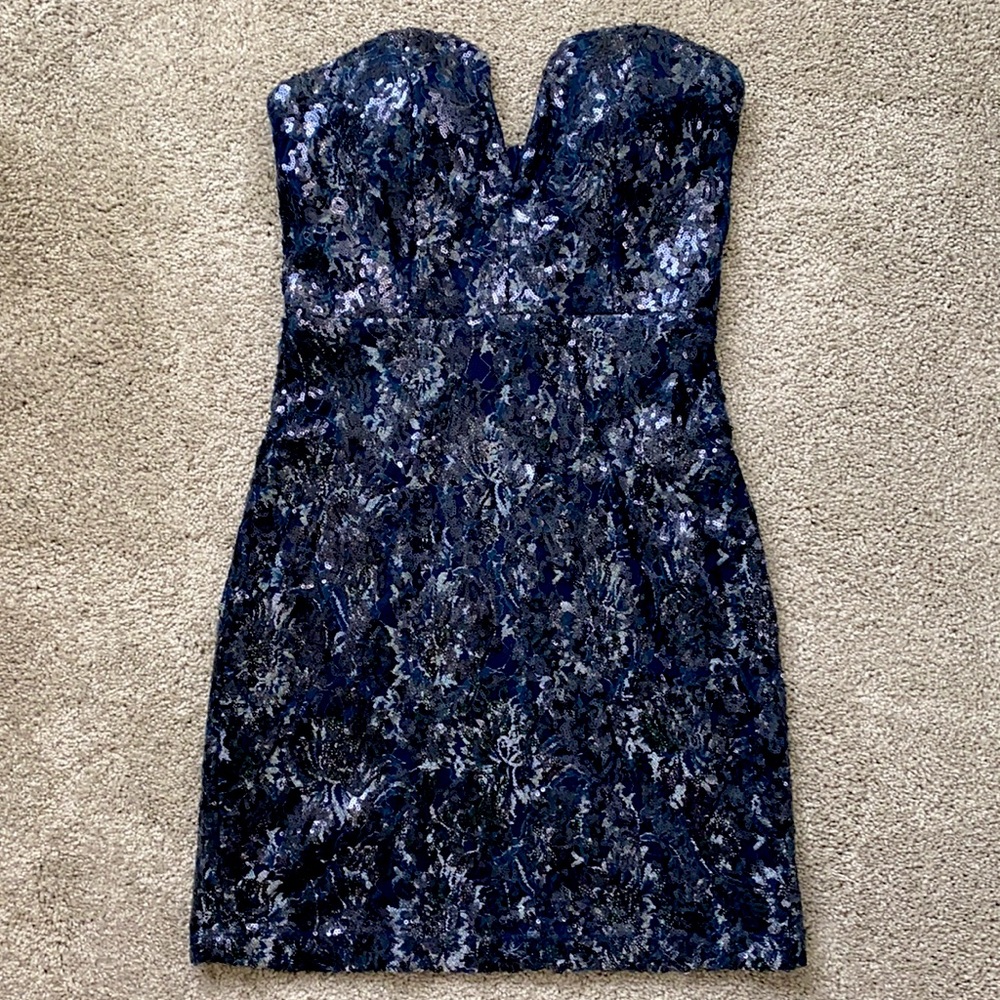 Blue sequined cocktail dress